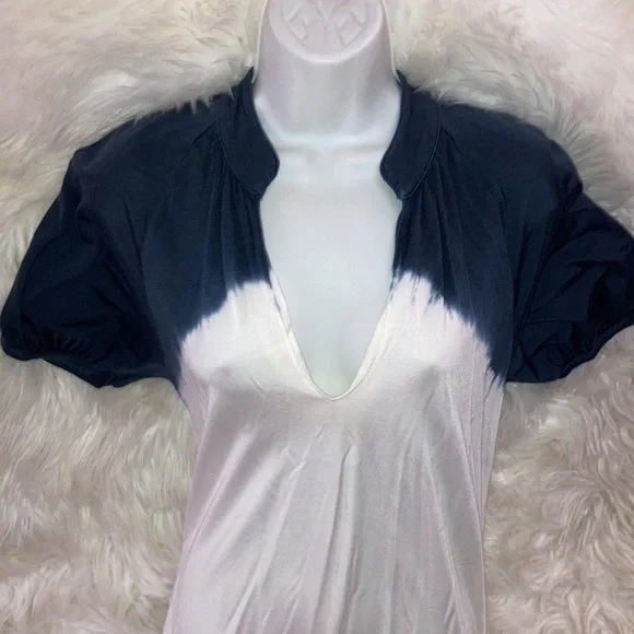 ZARA Blue White Ombre Dress Tunic Top Dress with Balloon Sleeves M - Picture 1 of 15
